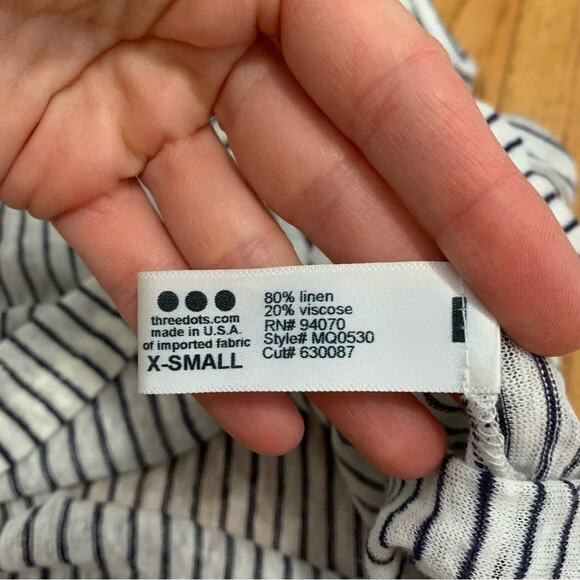 Three dots linen blend striped top - Picture 6 of 7